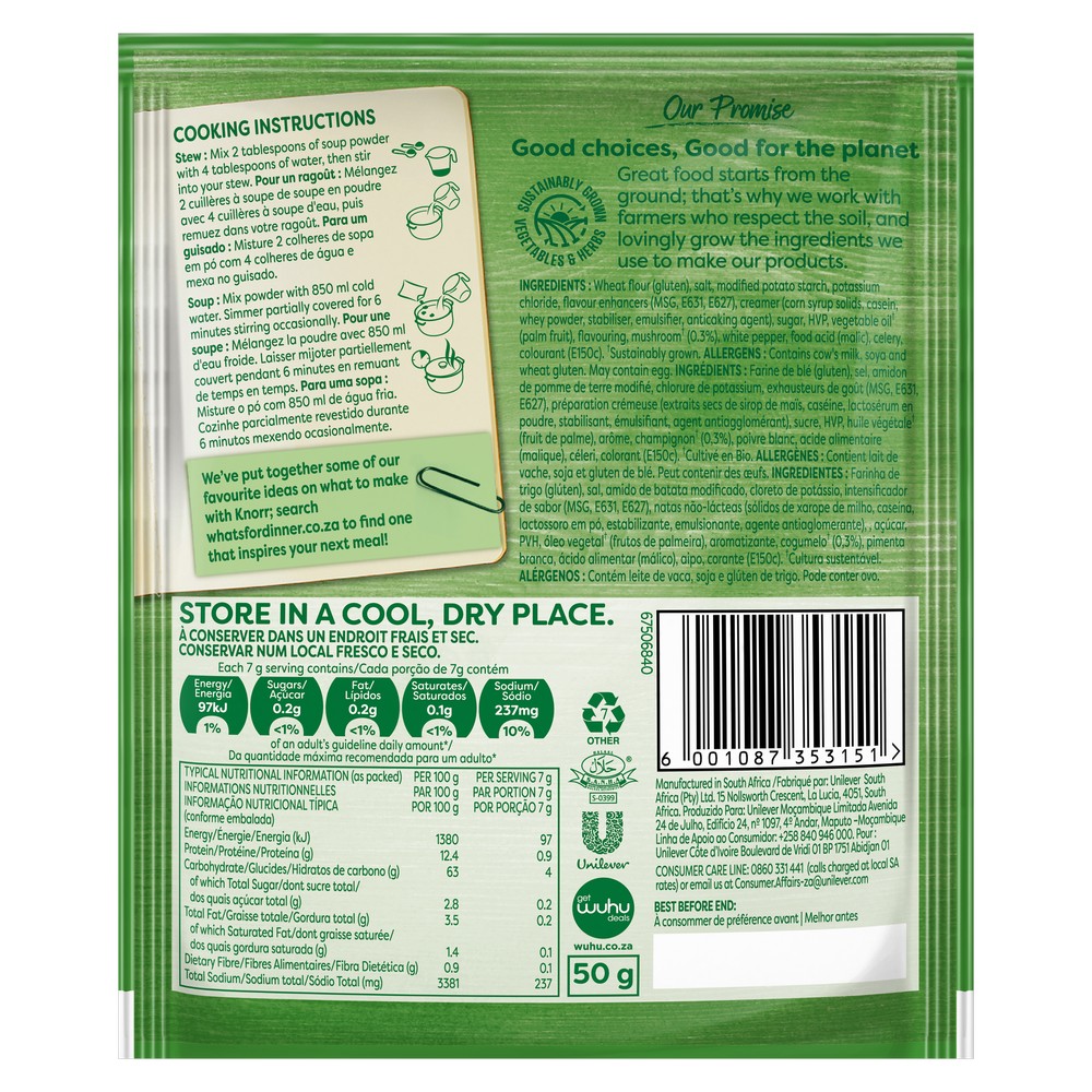 KNORR CREAM OF MUSHROOM SOUP 50G 10SX6 (60)
